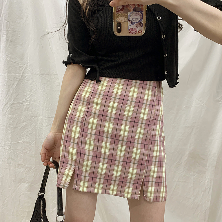 아델라체크 skirt (3color)