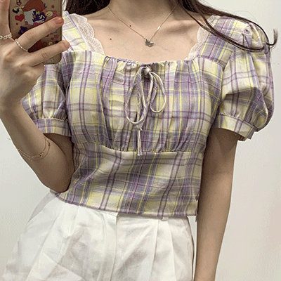 플롯체크 blouse (3color)